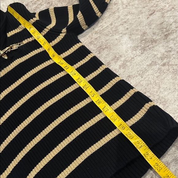 Ralph Lauren Black and gold Striped Sweater with gold buckle front petite large - Picture 5 of 6